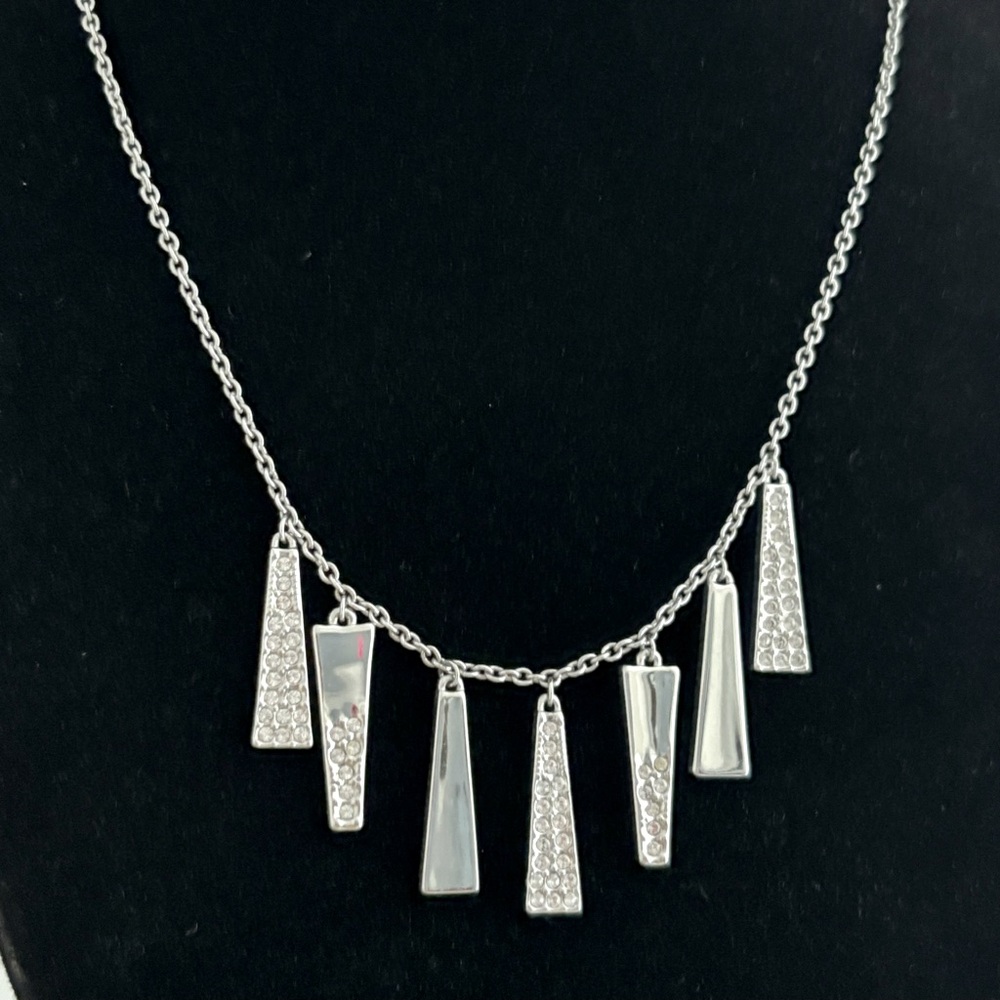 Touchstone Crystal by Swarovski TCS Stick Around Bib Silver-tone necklace